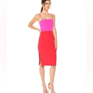 Milly Italian Cady Pink Red Colorblock Pencil Dress
